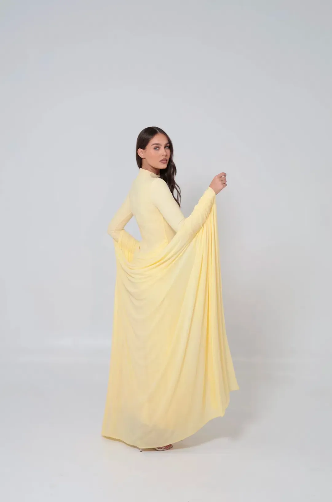 Alaía Muse Azalea Cape Dress in Yellow Size S / AU 8 for rent on The Volte - main image