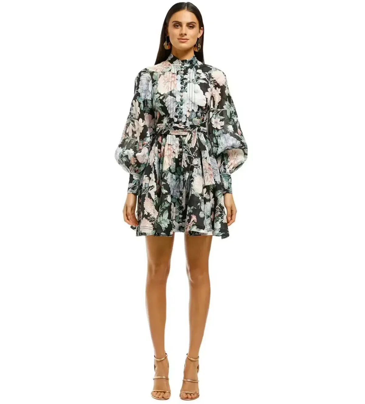 ZIMMERMANN VERITY ROULEAU SHORT DRESS FLORAL Size 8 for rent on The Volte - main image