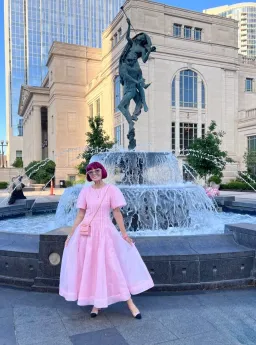 Aje Nova Pleated Midi Dress Chalk Pink Size AU 16 for rent on The Volte - image 4