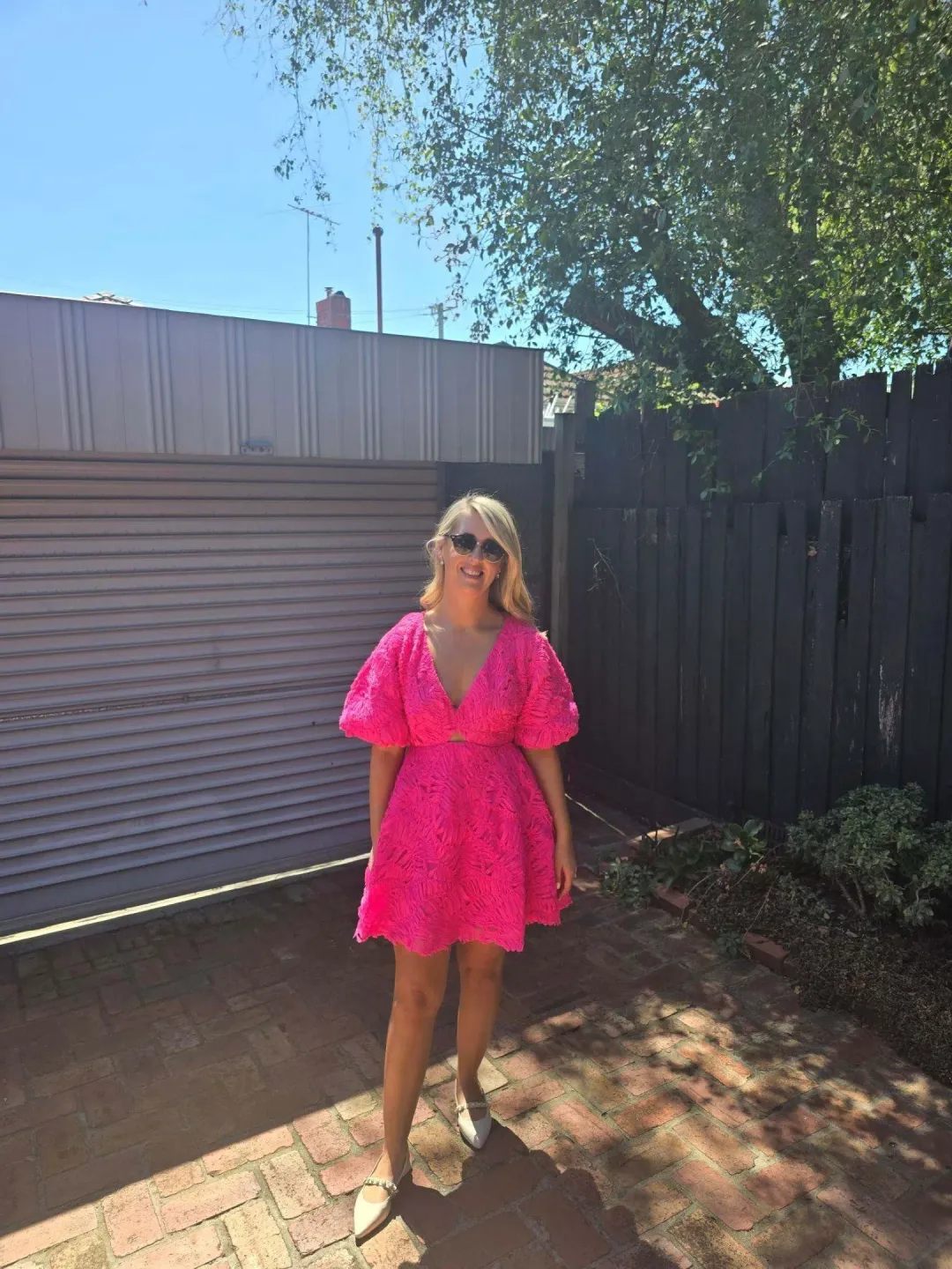 Aje Florential Mini Swing Dress in colour Azalea Au size 8 for rent on The Volte - main image