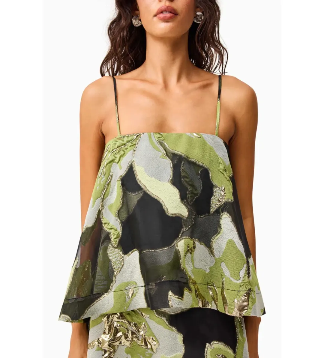Elliatt Elysia Tiered Gown Black and Green Floral Size L AU 12 for rent on The Volte - main image
