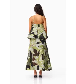 Elliatt Elysia Tiered Gown Black and Green Floral Size L AU 12 for rent on The Volte - image 4