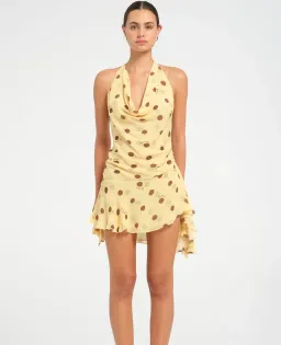 Benni Harlow Halter Mini Dress in Yellow size 8  for rent on The Volte - image 3