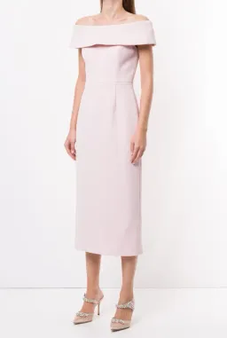 Rebecca Vallance - Amore Off Shoulder Midi Dress Light Pink - 10  for rent on The Volte - image 3