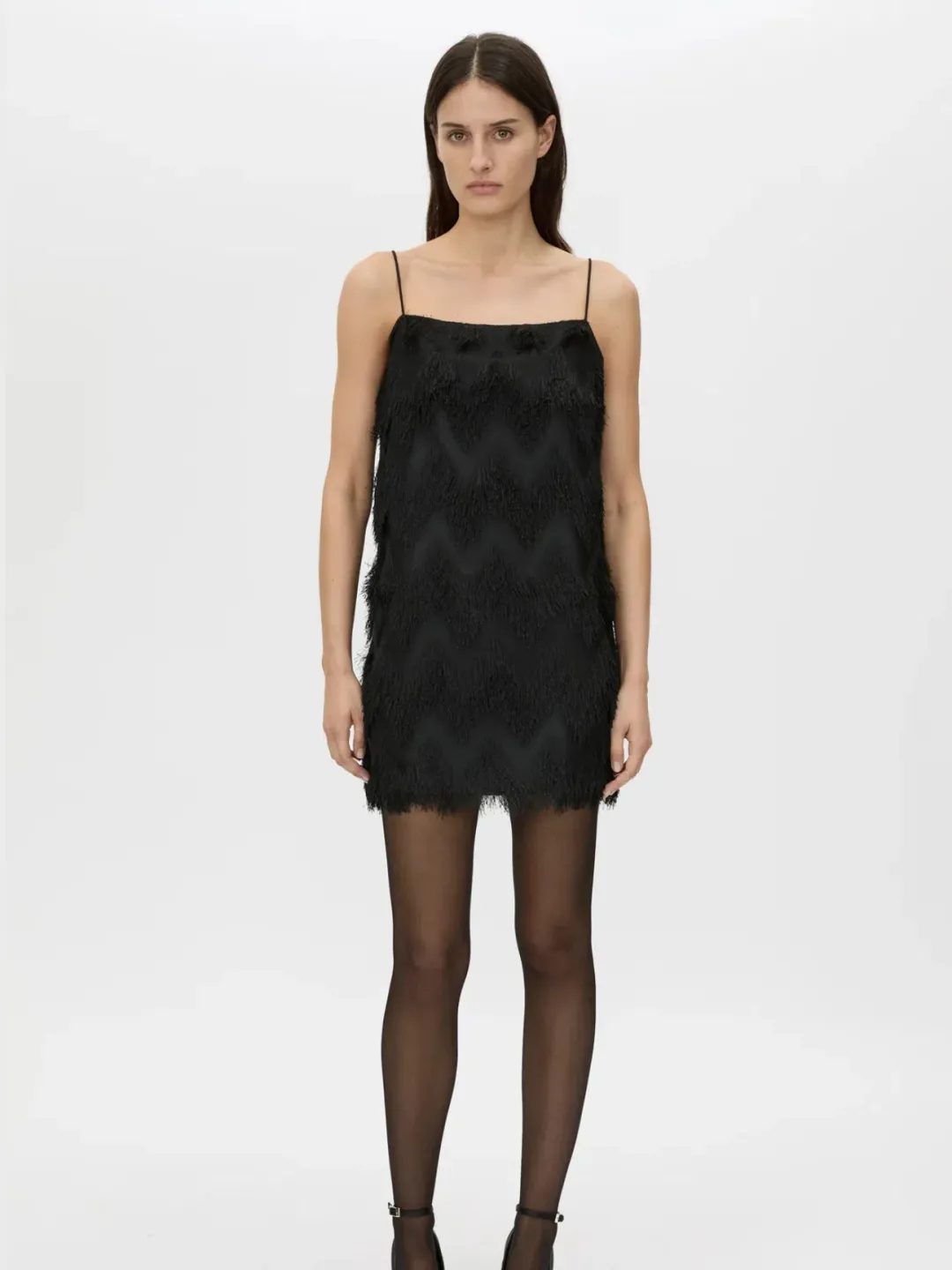 Camilla and Marc Phoenix Fringed Mini Dress in Black for rent on The Volte - main image