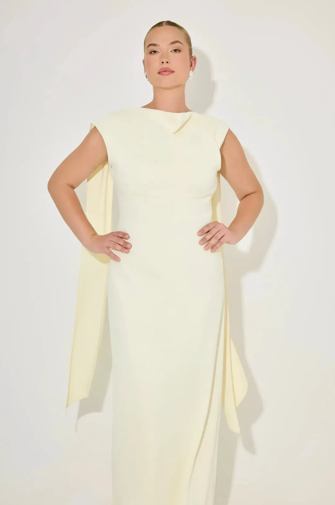 Odd Muse Drape Maxi Dress, Buttercream, Size M/AU10 for rent on The Volte - main image