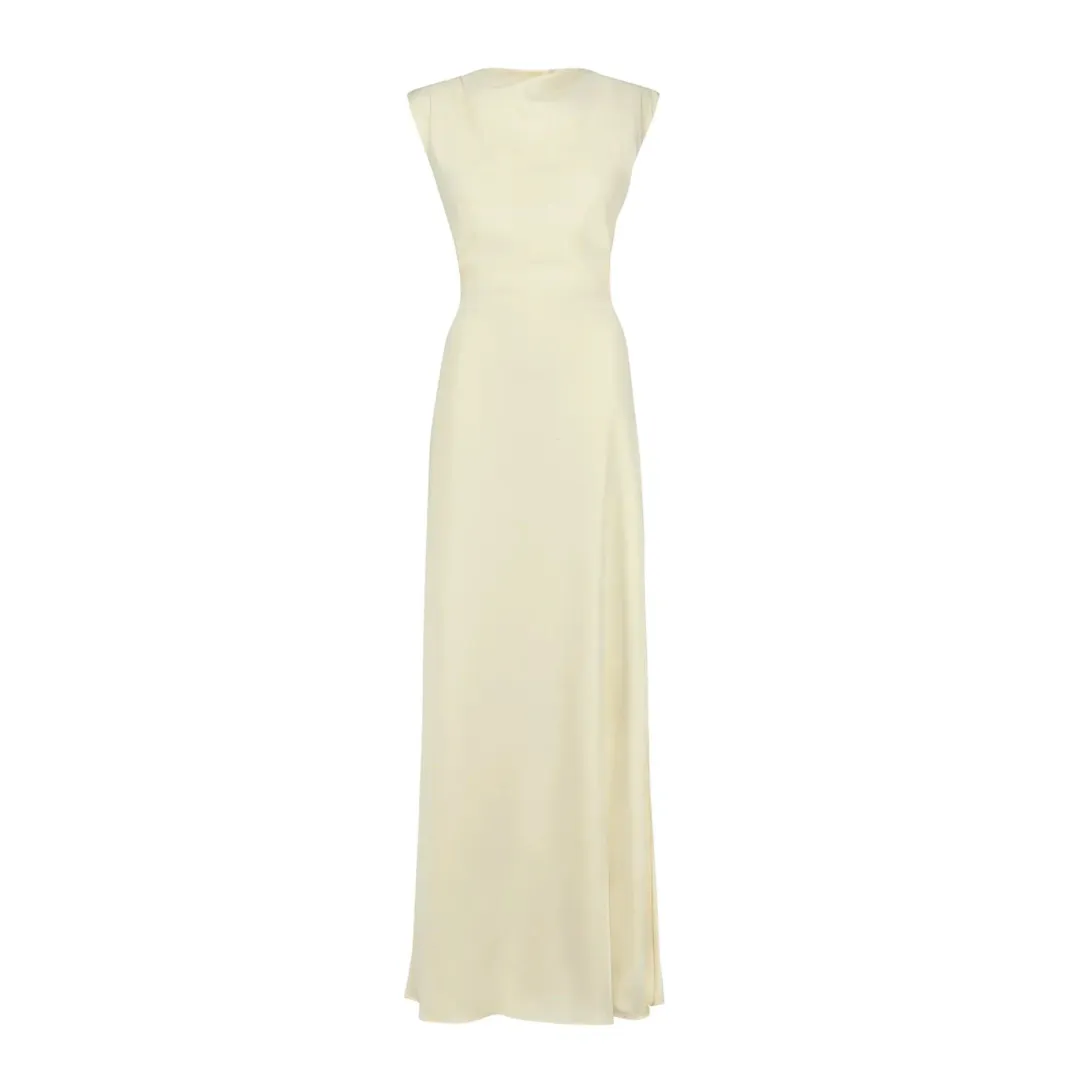 Odd Muse Drape Maxi Dress, Buttercream, Size M/AU10 for rent on The Volte - main image
