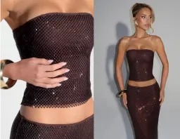 Embellished Babyboo set in Plum Brown size XS for rent on The Volte - image 3