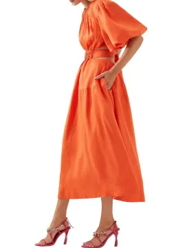 Aje Cosette Midi Dress, Orange, Size 8 for rent on The Volte - image 2