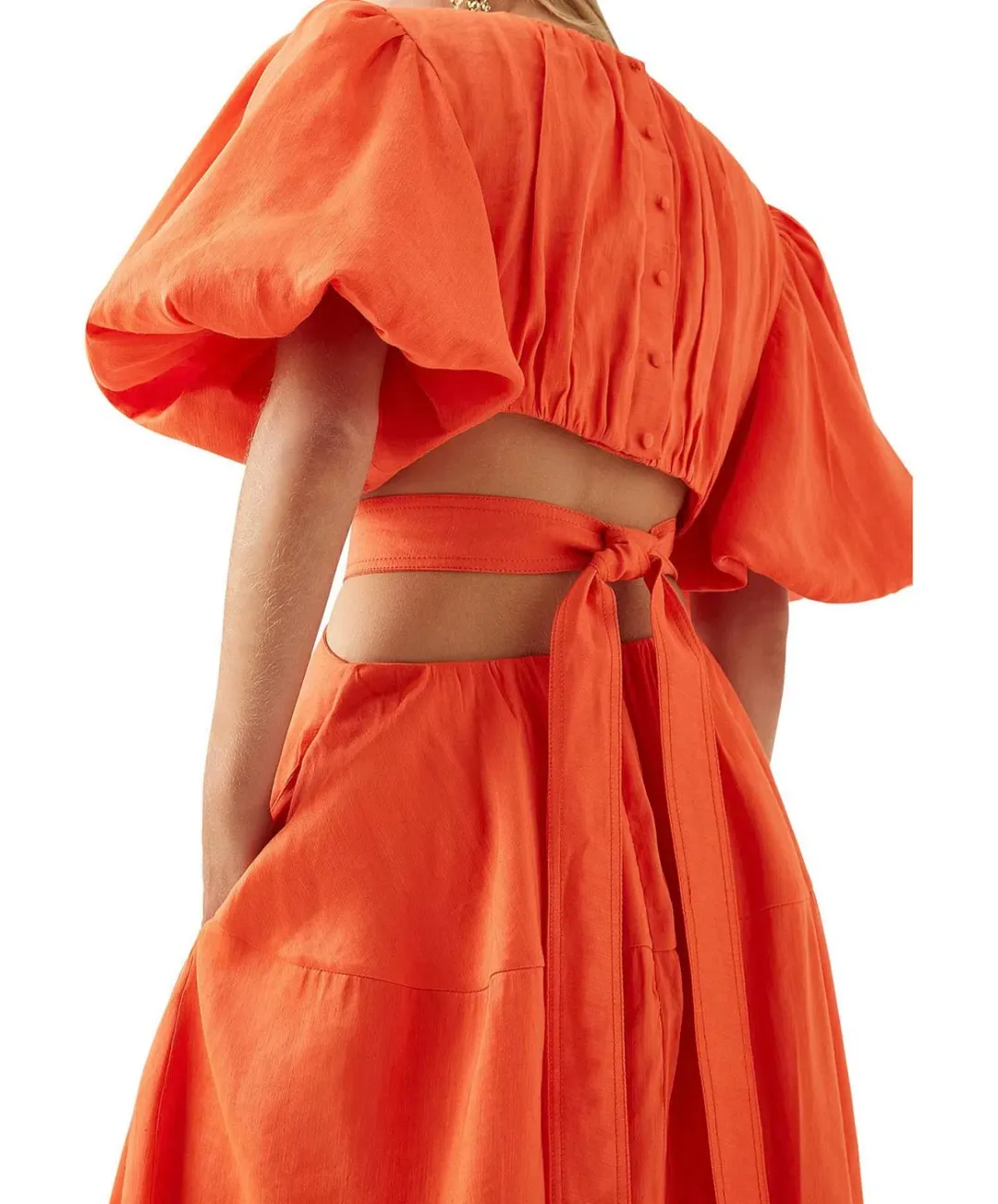Aje Cosette Midi Dress, Orange, Size 8 for rent on The Volte - main image