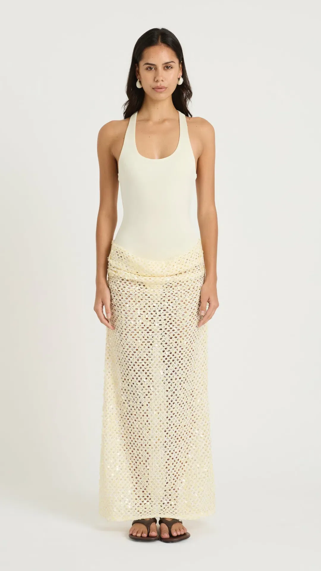 Benni Ariel Maxi Dress in Shell Size 8  for rent on The Volte - main image