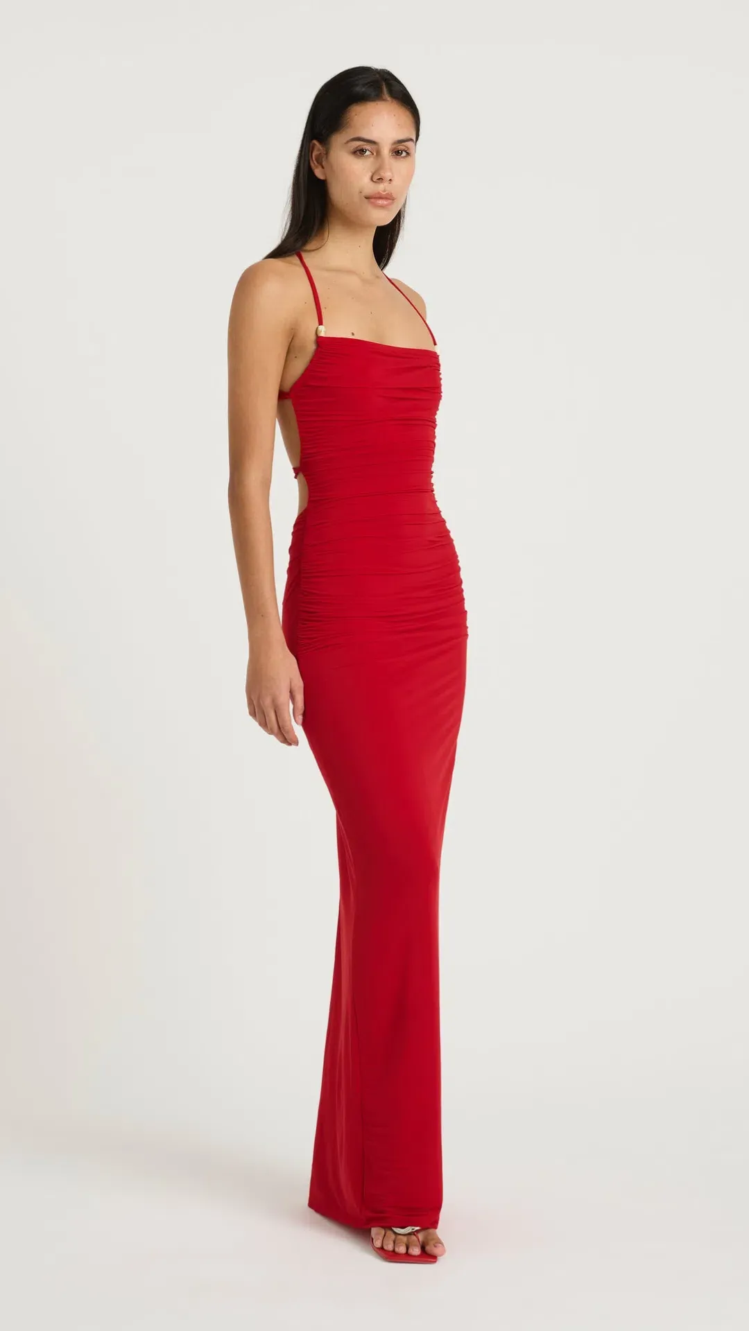 Benni Andy Beaded Maxi Dress in Red Size 10  for rent on The Volte - main image
