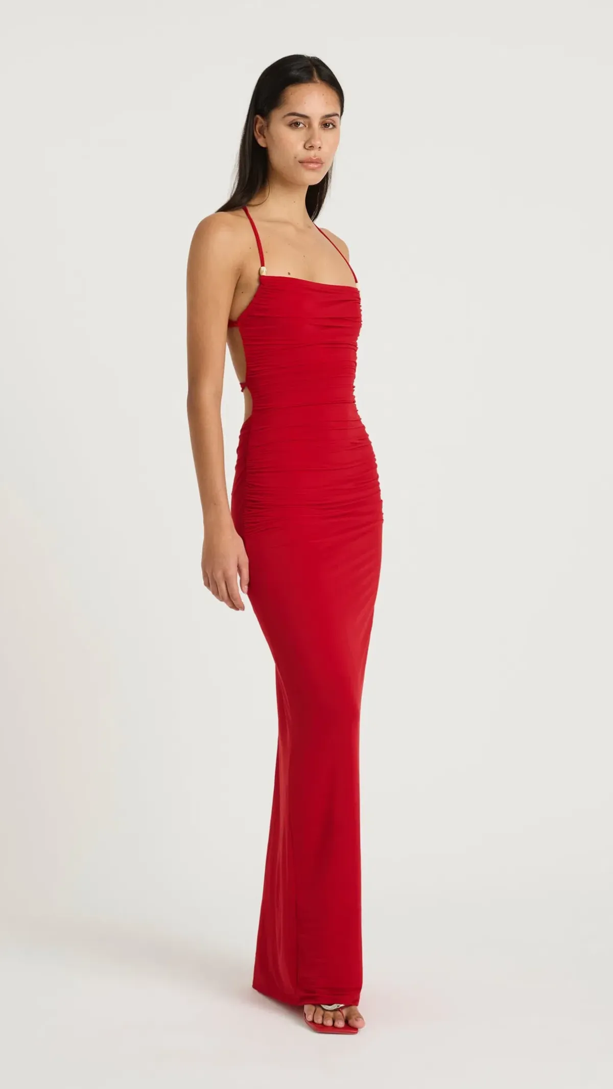 Benni Andy Beaded Maxi Dress in Red Size 10  for rent on The Volte - main image