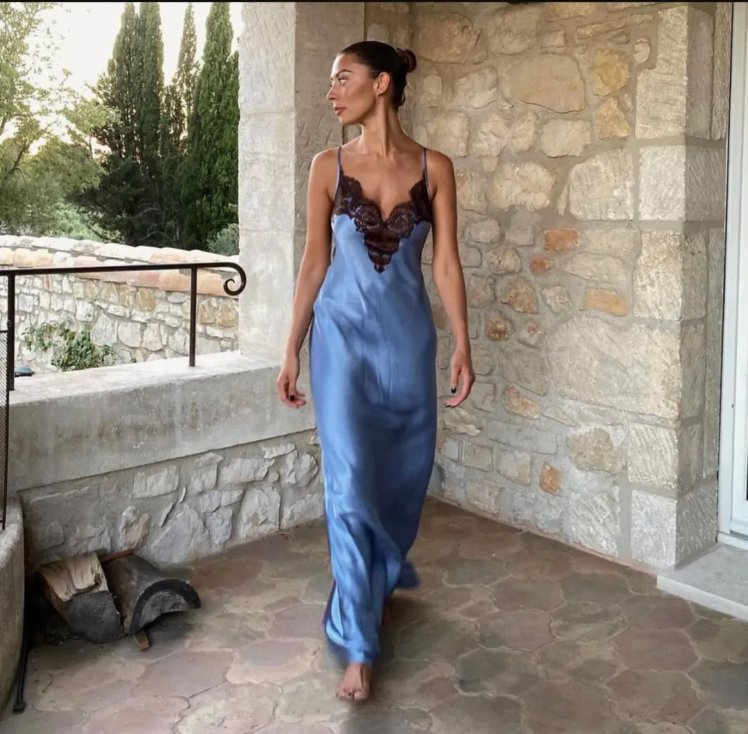 Sir the Label Danseurs Lace Slip Dress Blue Size 1/Au 8 for rent on The Volte - main image