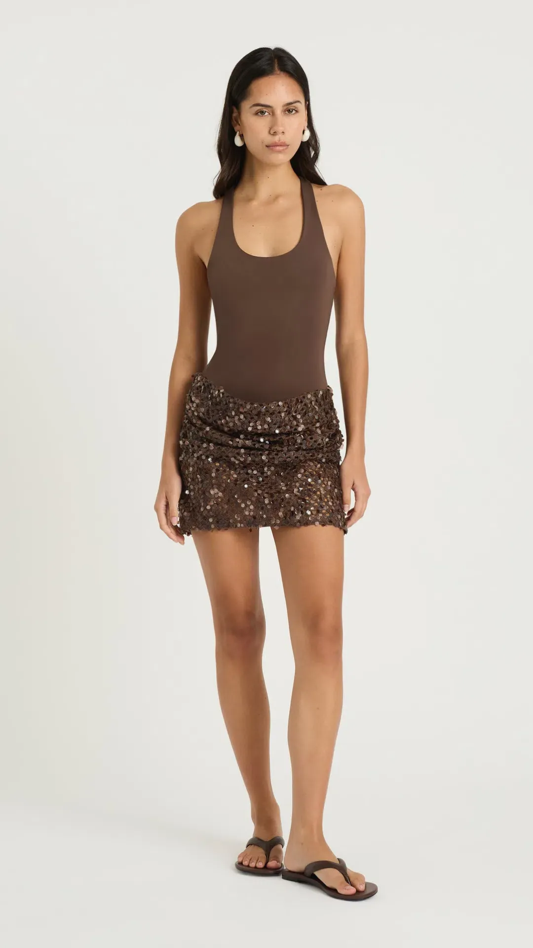 Benni Ariel Mini Dress in Cocoa Size 8 for rent on The Volte - main image