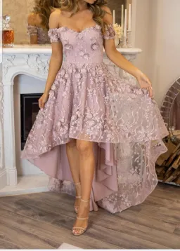 Marian Rahme Rosetta Hi-Low Gown Pink Size 8 for rent on The Volte - image 1