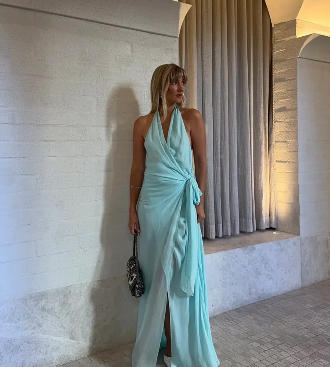 BEC & BRIDGE SONEVA WRAP DRESS ARCTIC BLUE 6 for rent on The Volte - main image