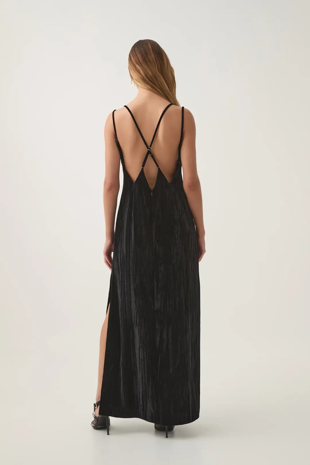 AJE Moonbow Velvet Maxi Dress in Black Size L AU&UK 12  for rent on The Volte - main image