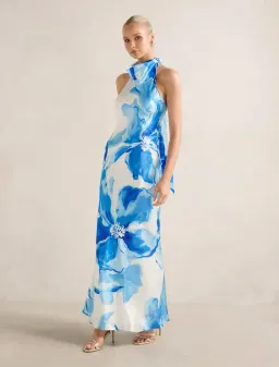 Forever New Clementine High Neck Satin Maxi Dress for rent on The Volte - image 1