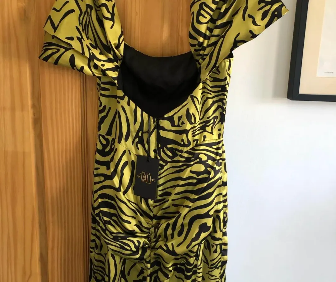 De la Vali - Alma tiger silk satin dress Size 8. RRP $600 for rent on The Volte - main image