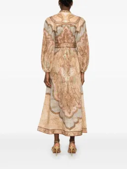 Zimmermann Wanderlust Midi Dress Size 4 / AU 16 Linen Print Billowy Long Sleeve for rent on The Volte - image 4