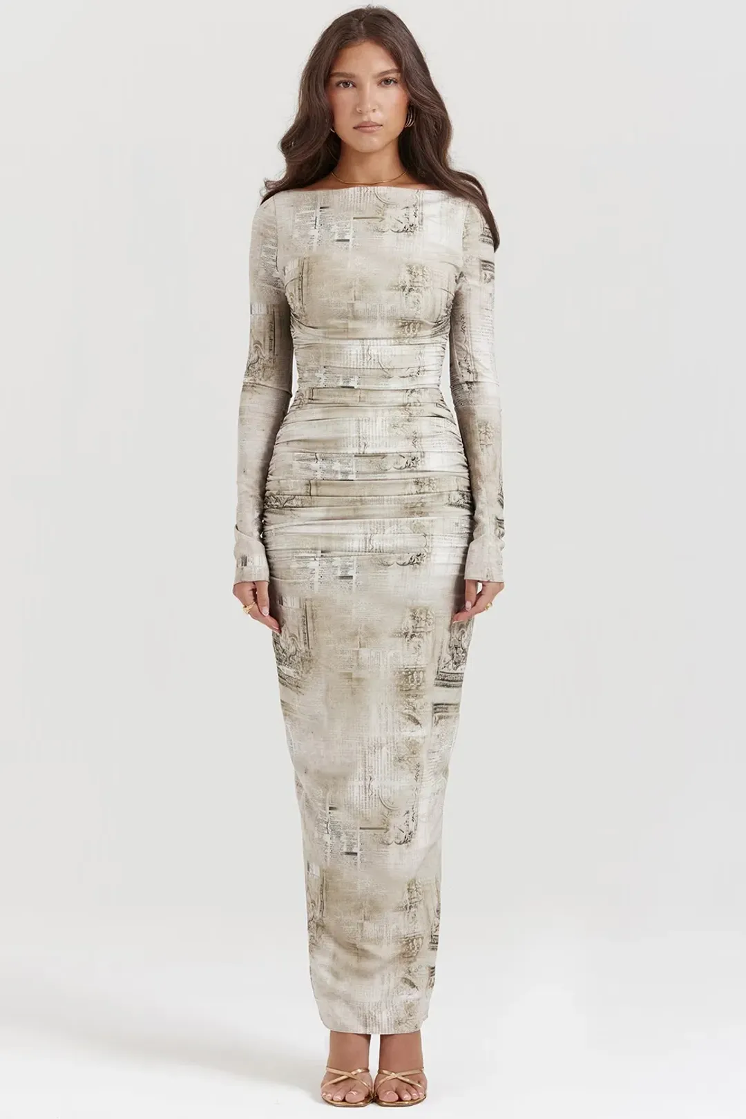 House of CB Lanetta Sage Print Maxi Dress Size AU 6 / XS for rent on The Volte - main image