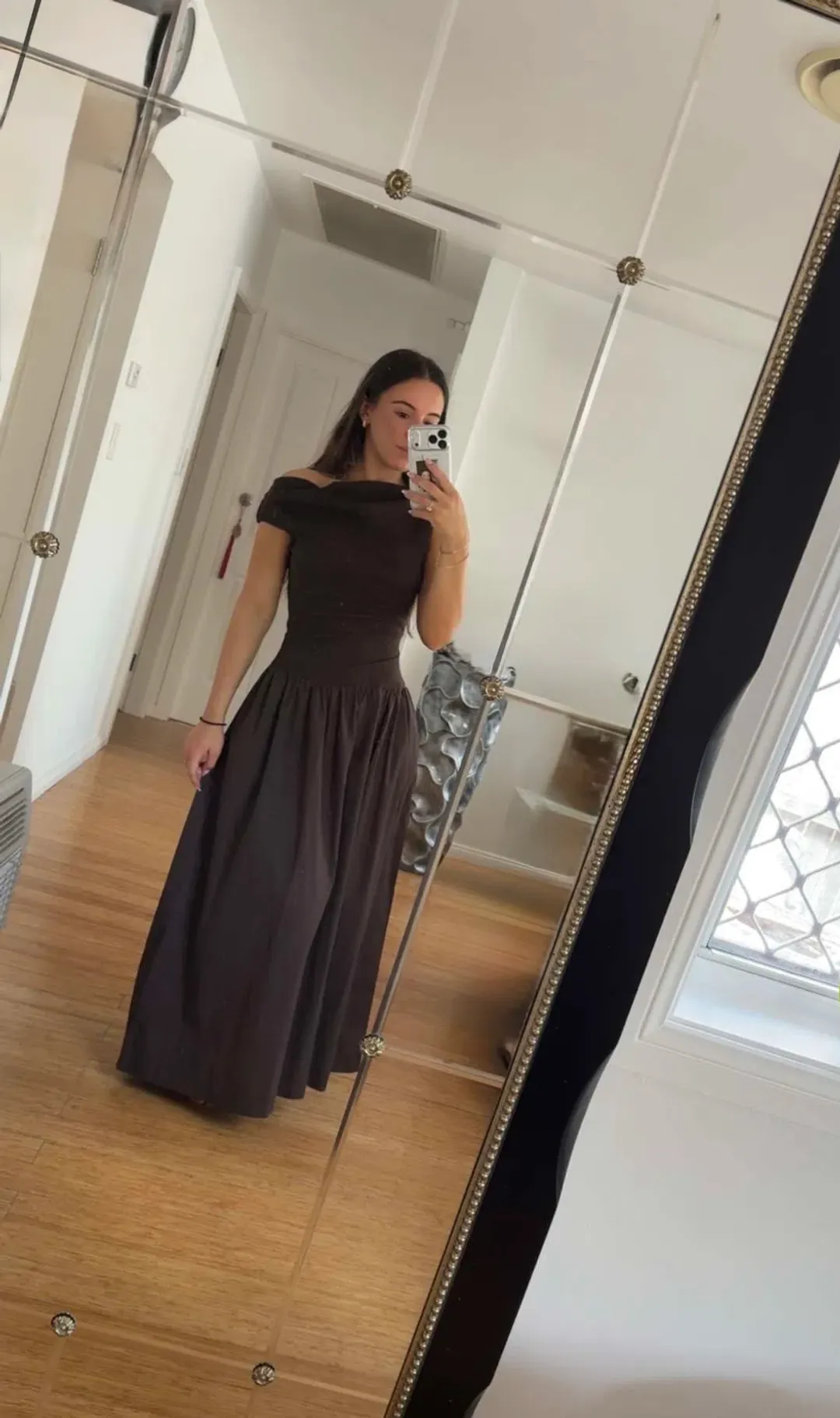 Bec + Bridge Dark Chocolate Asymmetric Maxi – Size Small for rent on The Volte - main image