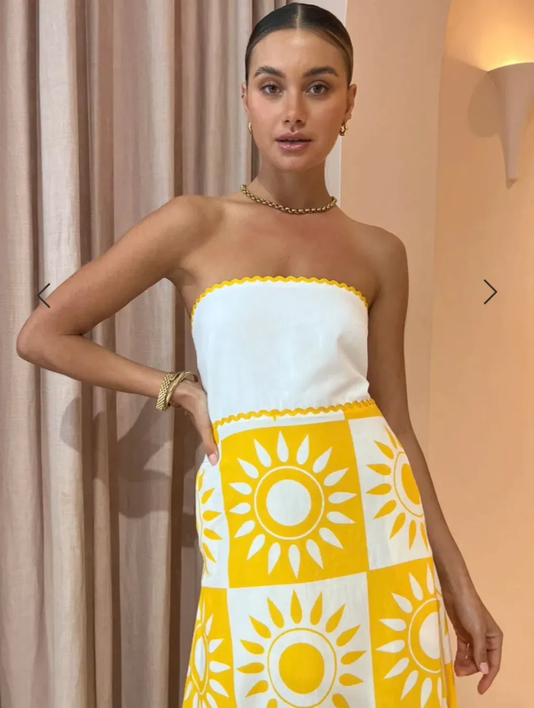 By Nicola Wavy Strapless Maxi Dress in Large Sol Size 6 for rent on The Volte - main image