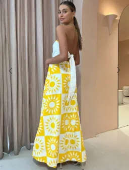 By Nicola Wavy Strapless Maxi Dress in Large Sol Size 6 for rent on The Volte - image 3