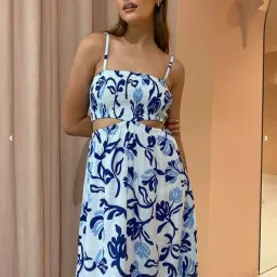 Faithfull the Brand Tayari Midi Dress Ensola Floral Print Blue Size 6 for rent on The Volte - image 2