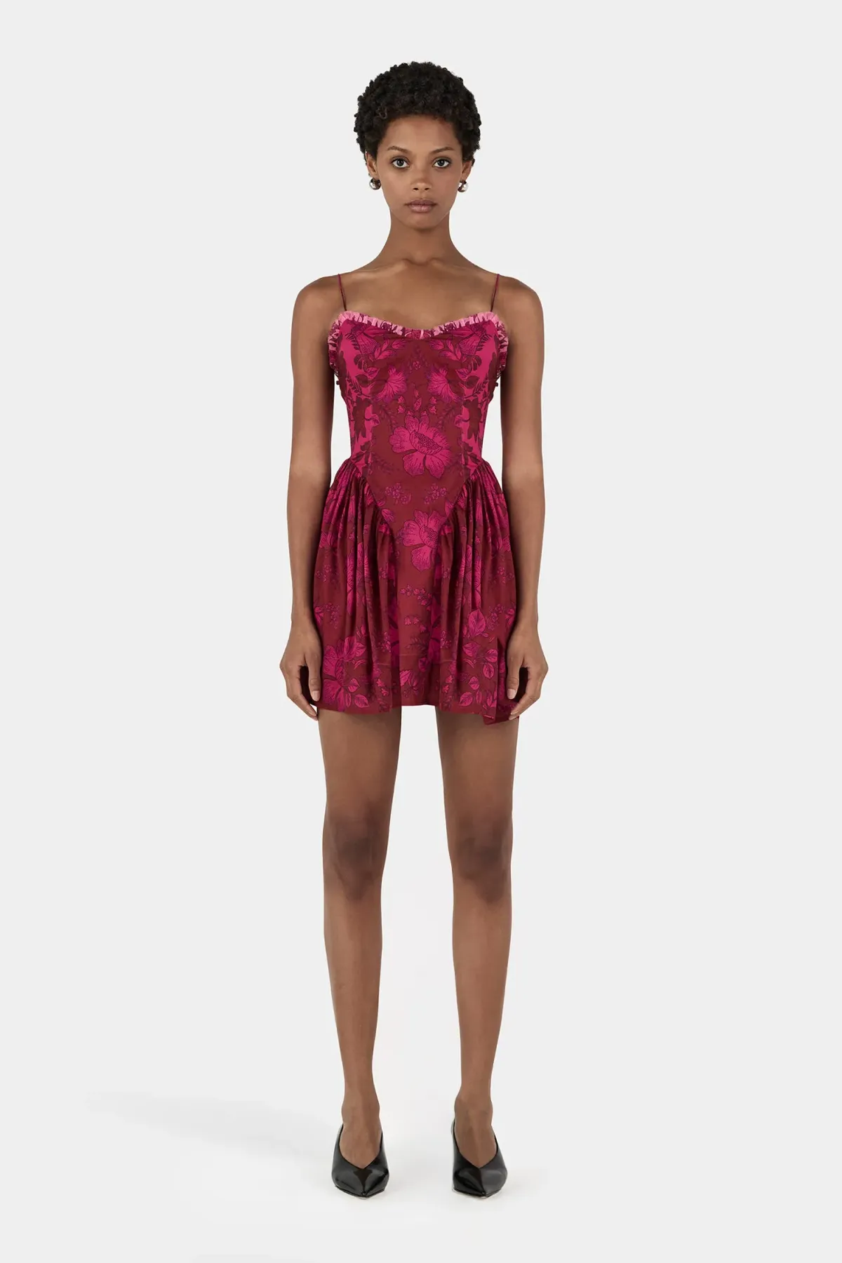 Hansen And Gretel Cordelia Mini Dress Magenta Floral Size 10 for rent on The Volte - main image