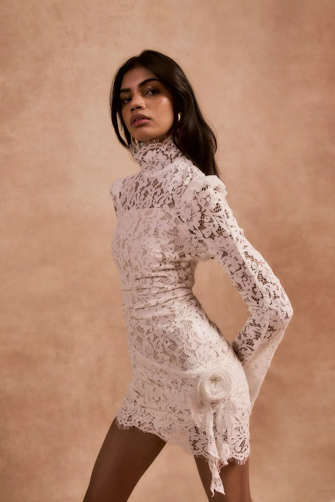 De La Vali BODITA MINI DRESS IN WHITE COTTON LACE for rent on The Volte - main image