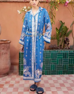 Alemais Acacia Shirtdress Midi Blue Moroccan Print Size 16 for rent on The Volte - image 1