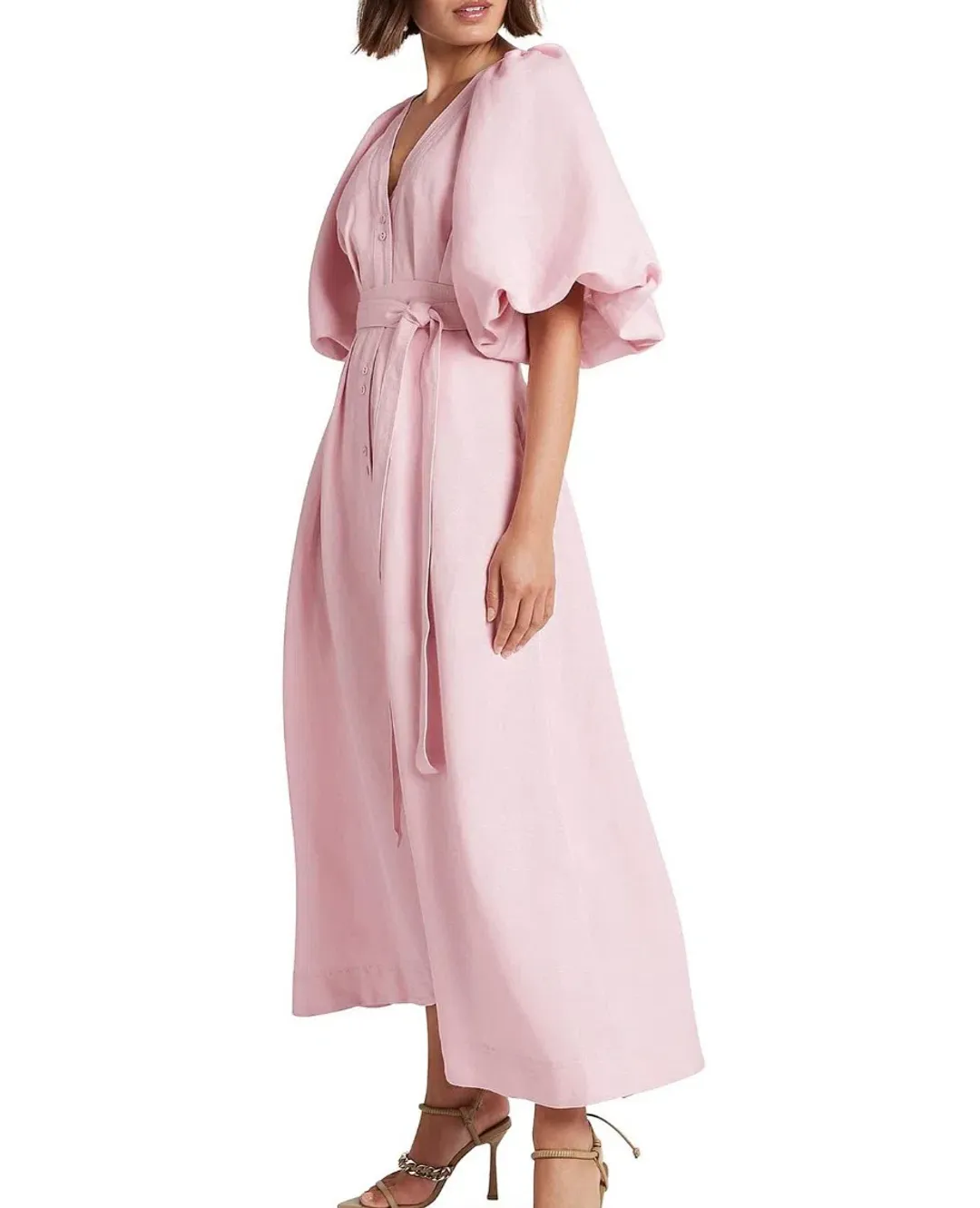 Aje Evermore Midi Dress Rose Pink Size 14 for rent on The Volte - main image