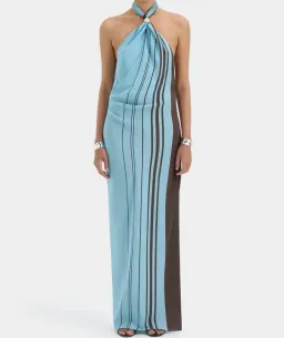 SIR RIOJA HALTER SCARF MAXI DRESS | PACHA MINERAL STRIPE for rent on The Volte - image 1
