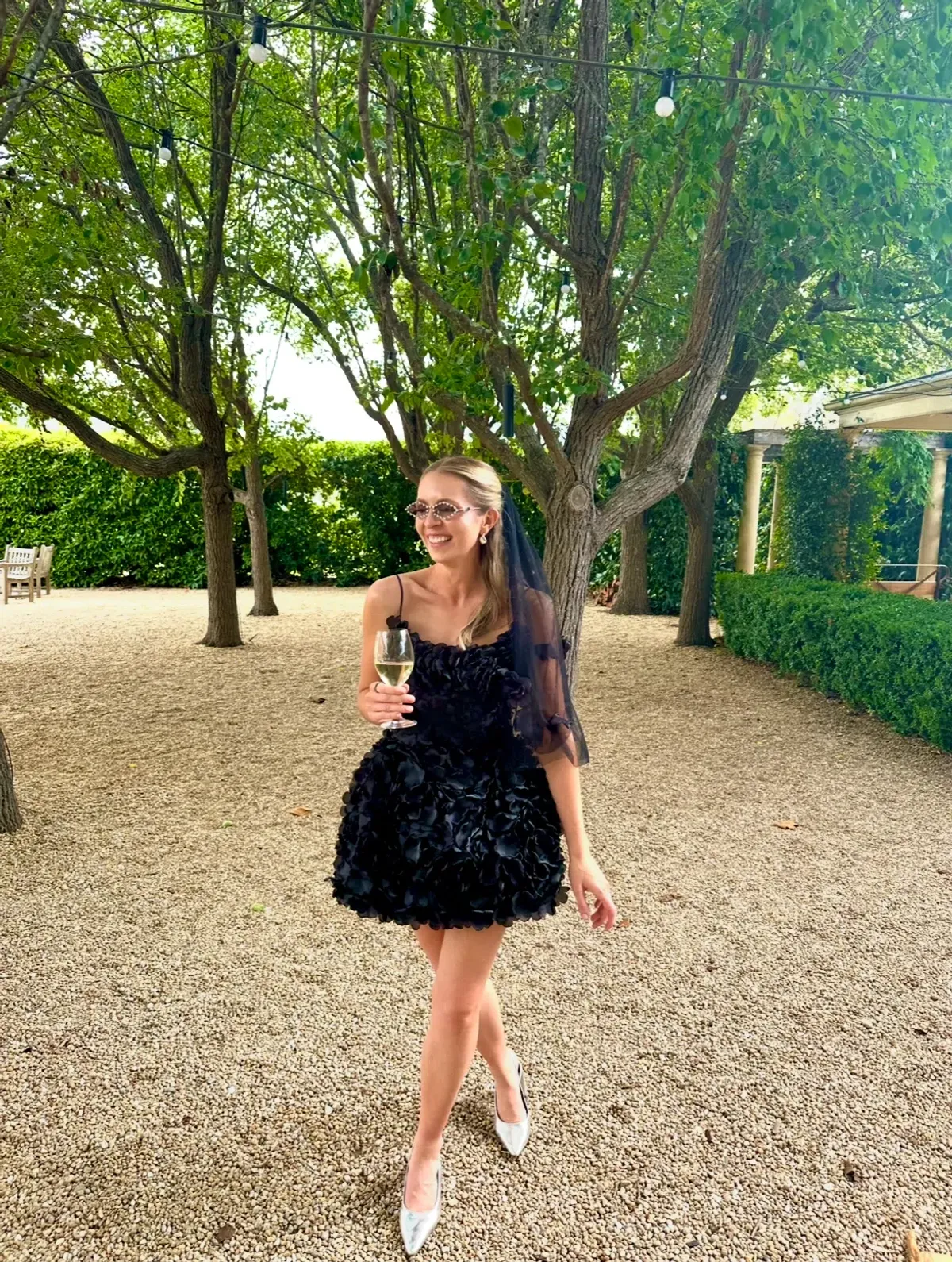 Selezza London - Amore Blossom Mini Dress in Black for rent on The Volte - main image