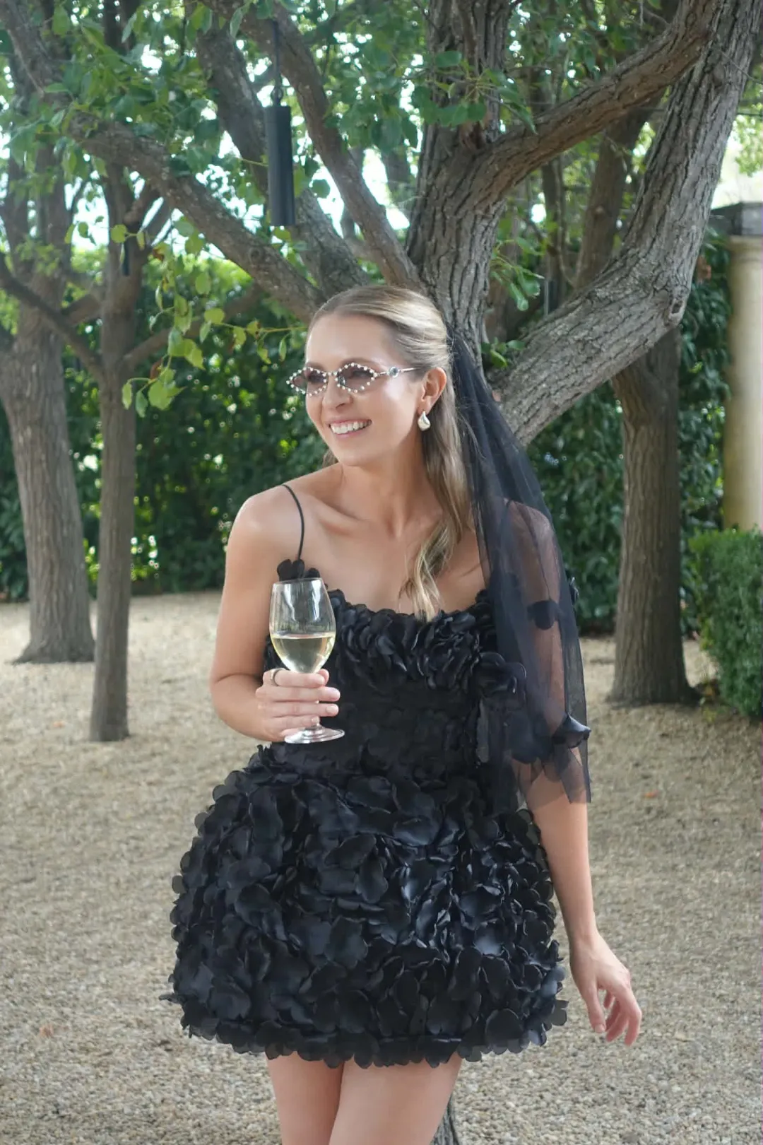 Selezza London - Amore Blossom Mini Dress in Black for rent on The Volte - main image