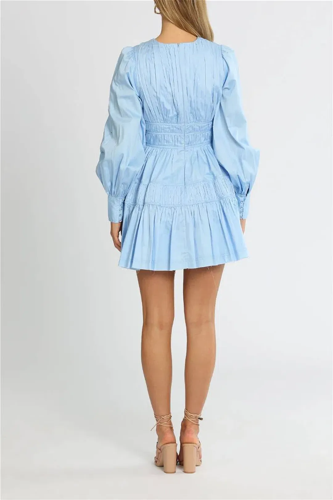 Aje Fallingwater Gathered Mini Dress size 8 Blue for rent on The Volte - main image