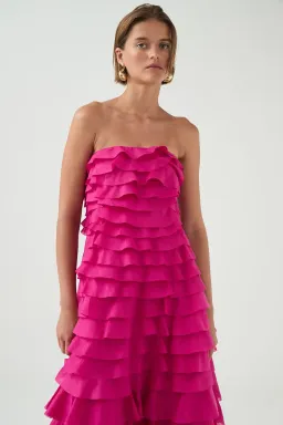 Aje / Fleur Pleated Gown / Magenta / Size 14 for rent on The Volte - image 3