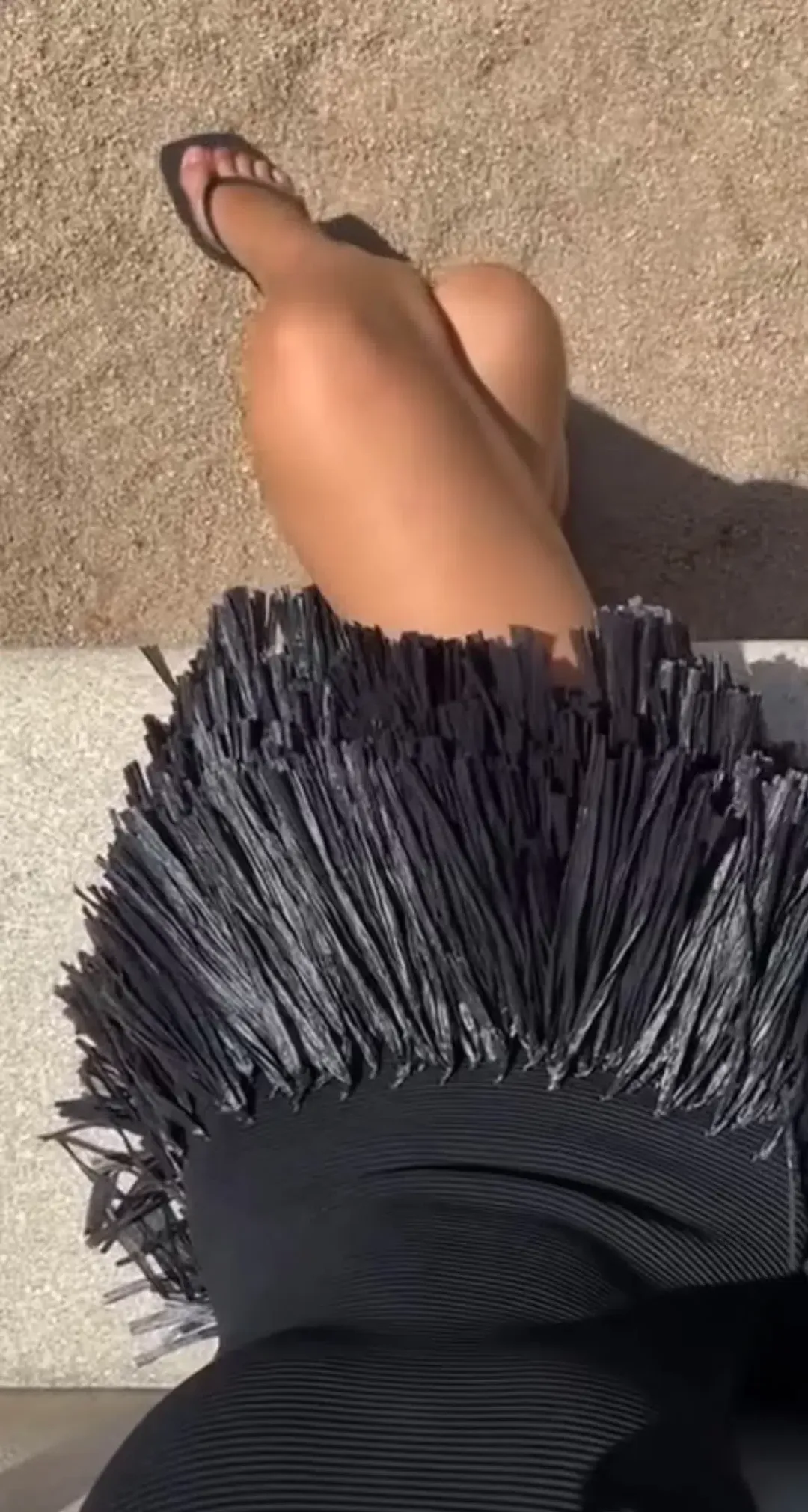 AJE Rushes Raffia Mini Dress Black Small S 8 for rent on The Volte - main image