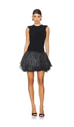 AJE Rushes Raffia Mini Dress Black Small S 8 for rent on The Volte - image 3