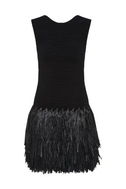 AJE Rushes Raffia Mini Dress Black Small S 8 for rent on The Volte - image 1