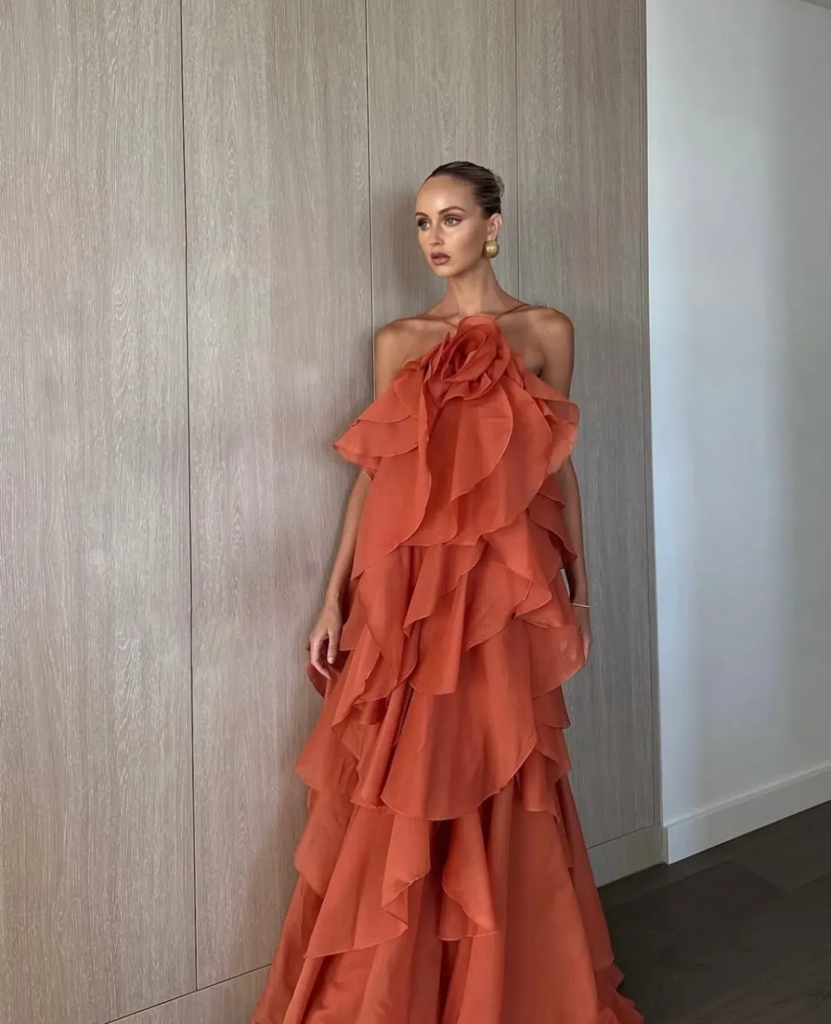 Aje / Pandorea Layered Maxi Dress / Coral Clay / (Fits 12-16) for rent on The Volte - main image