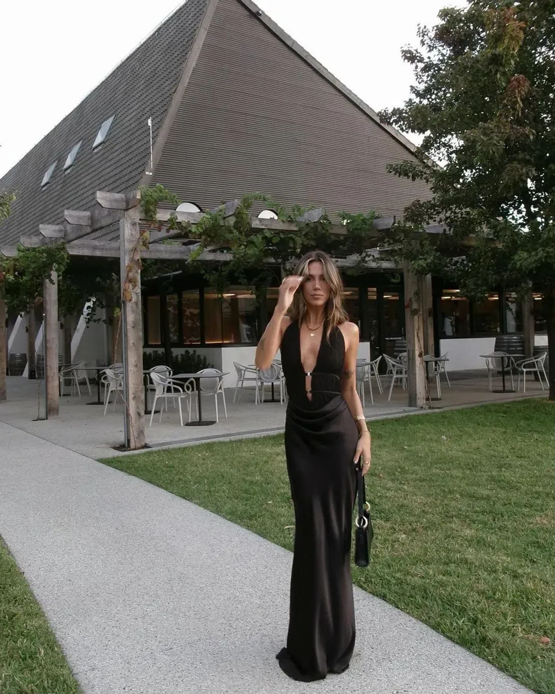 Misha Celine Maxi Gown Black for rent on The Volte - main image