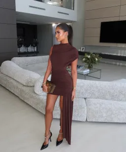 De La Vali Ravenna Mini Dress in Chocolate Brown Size Small for rent on The Volte - image 1