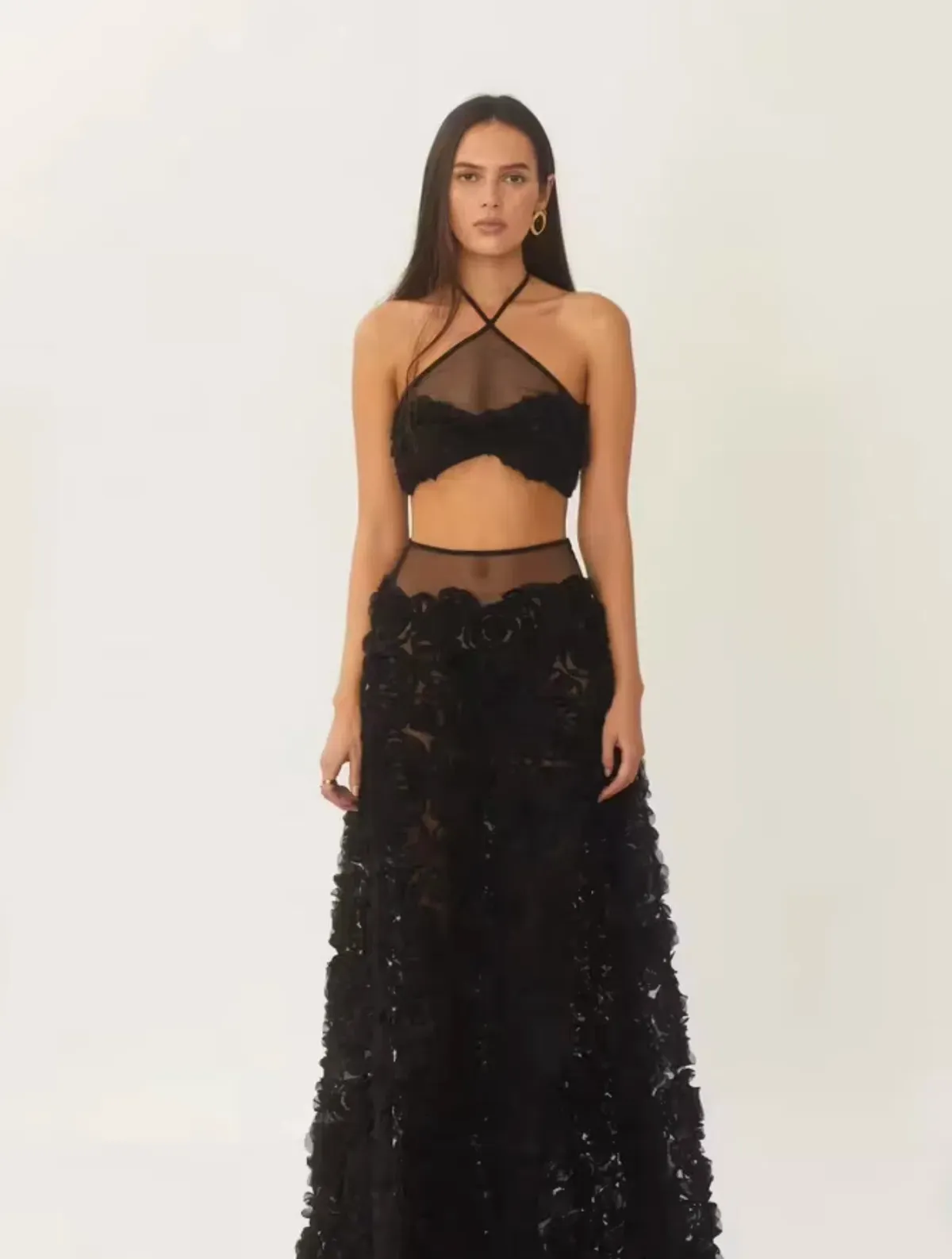 ARCINA ORI VIVIENNE CROP AND MAXI SKIRT BLACK SIZE LARGE/ AU 12 for rent on The Volte - main image