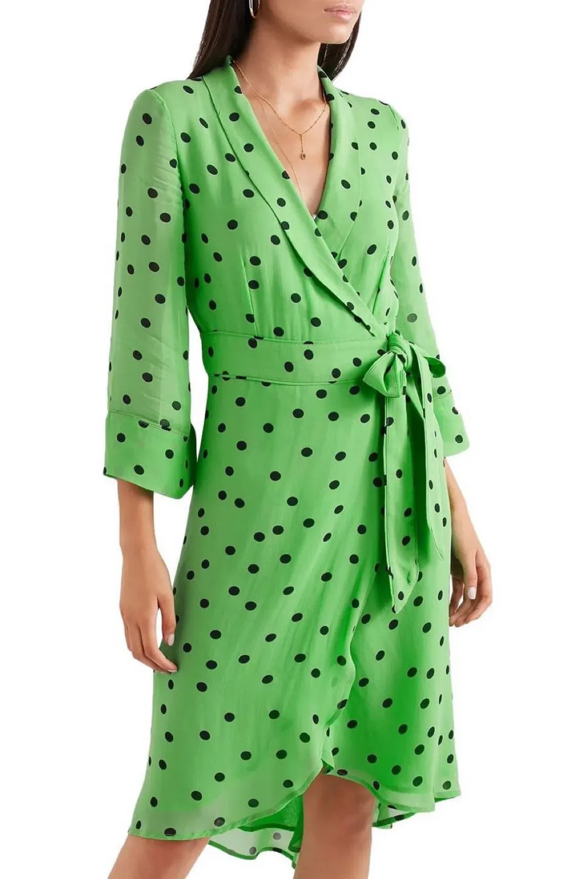 Ganni Polka Dot Wrap Dress size 40 for rent on The Volte - main image