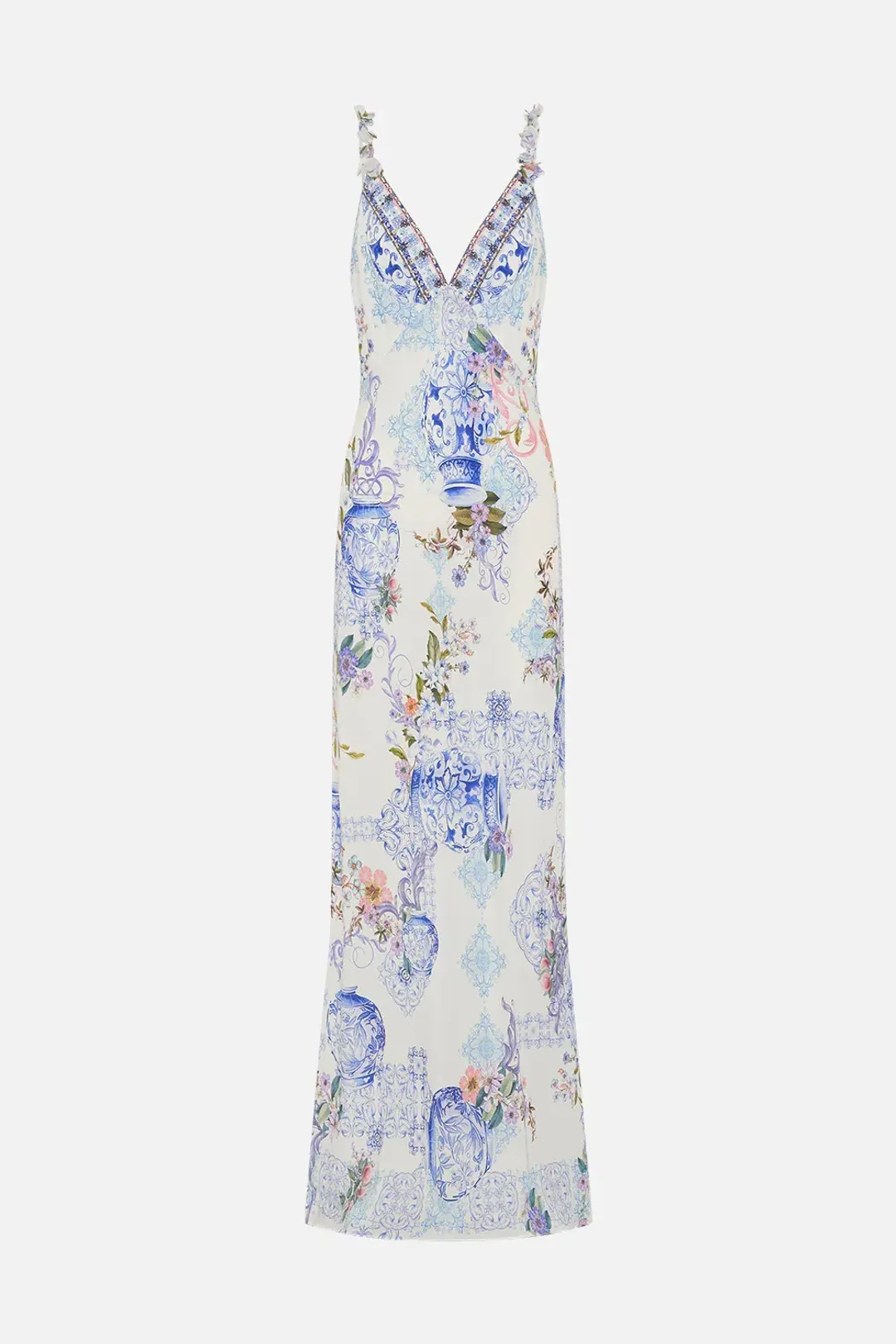 V Neck Full Length Bias Slip Dress Size L for rent on The Volte - main image