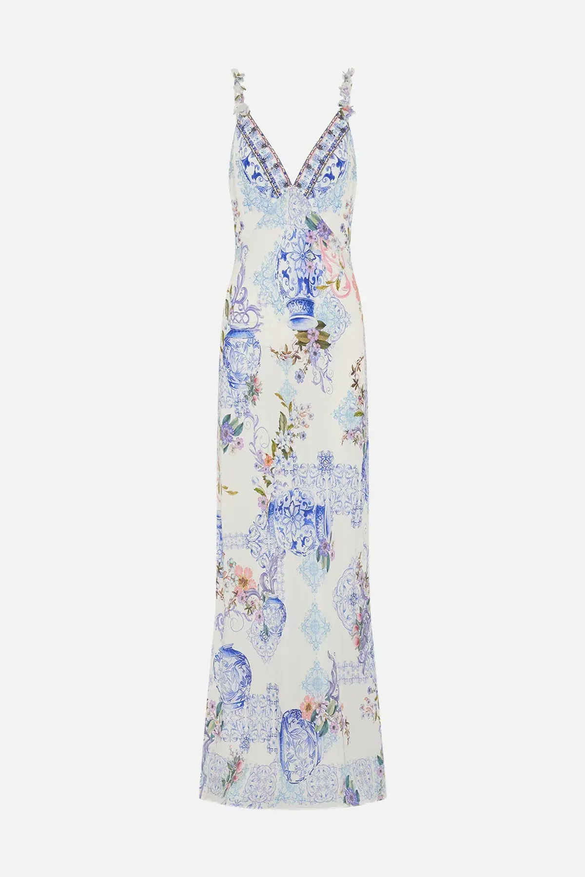 V Neck Full Length Bias Slip Dress Size L for rent on The Volte - main image