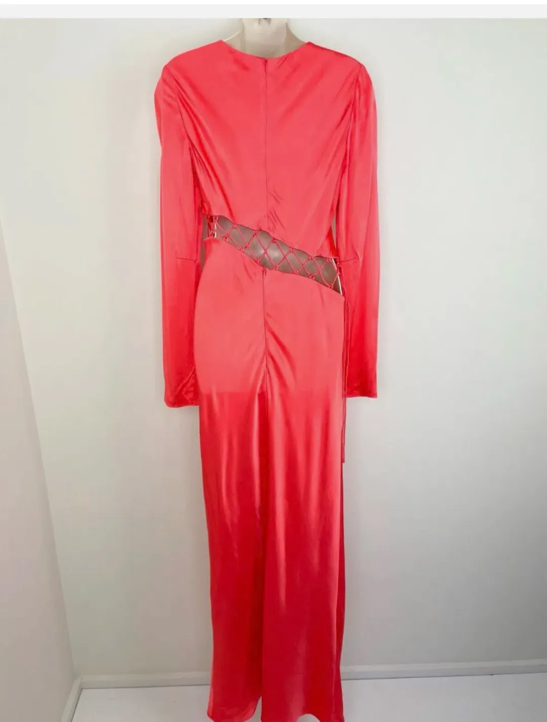 Shona Joy Lydie Asymmetric Red Maxi Dress with tie detail Size 10  for rent on The Volte - main image